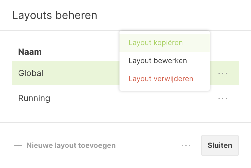 Eigen layouts bij analyses